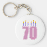 70 Birthday Candles (Pink / Purple) Key Chain