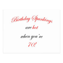 70 Birthday Spanking postcards