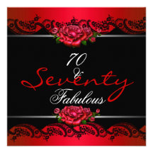 70 & Fabulous 70th Birthday Party Red Roses Invites