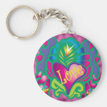 70s Floral love Keychain