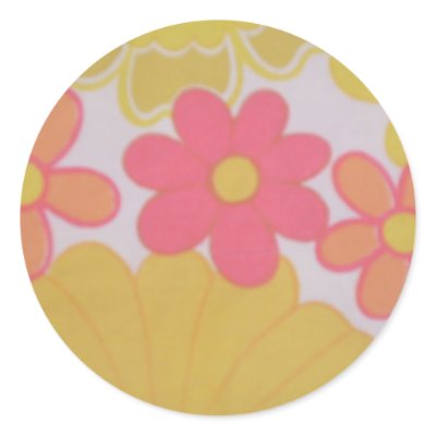 70's Flower's Retro Round Stickers by pammys
