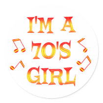 70s Girl Round Stickers