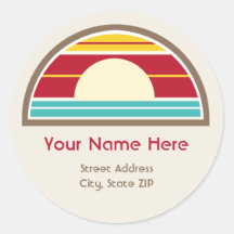 70s Inspired Sunset Address Sticker