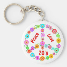 70s Peace Love Keychain