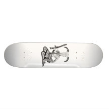 70's pin-up skull plateau de skateboard