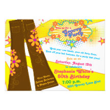 70s Theme Groovy Bell Bottoms 50th Birthday Party Invites