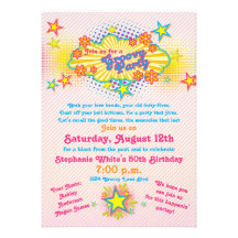 70s Theme Groovy Flower Power 50th Birthday Party Custom Invites
