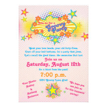 70s Theme Groovy Flower Power Party Invitation