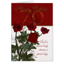 70th Birthday Card With Roses