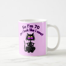 70th Birthday Cat Gifts Mugs