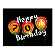 70th Birthday Colourful Balloons Post Card