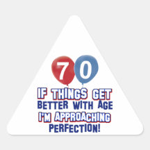 70th birthday designs triangle sticker