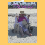 70th birthday, dogs, beach card. cards