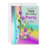 70th Birthday Party Balloon Wall Personalized Invitations