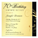70th Birthday Party - Elegant Gold Floral Invites