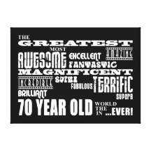 70th Birthday Party Greatest Seventy Year Old Gallery Wrapped Canvas