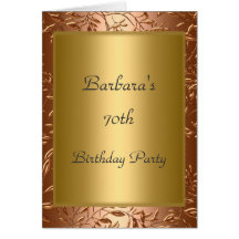70th Birthday Party Invitation Gold Cards