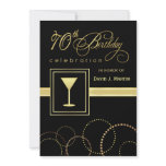 70th Birthday Party Invitations - Gold and Black