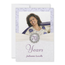 70th Birthday Party Invitations Lavender Damask