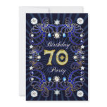 70th birthday party invite with masses of jewels