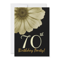 70th Birthday Template Gold and Cream Daisy Custom Announcement