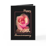 70th Wedding Anniversary Card with Pink Rosebud