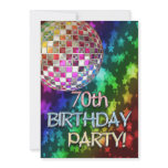 70thinvitation with disco ball and rainbow stars