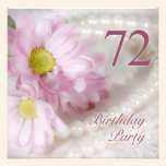 72nd Birthday party invitation with daisies invitations