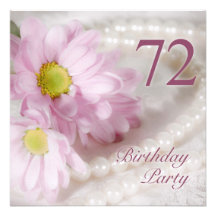 72nd Birthday party invitation with daisies
