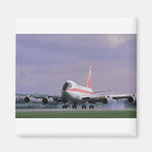 747 lands at Pearson International Airport, Toront Fridge Magnets