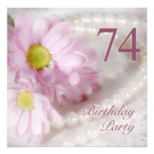 74th Birthday party invitation with daisies