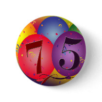 75th birthday balloons button