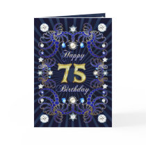 75th birthday card with masses of jewels