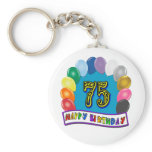75th Birthday Gifts with Assorted Balloons Design Key Chains
