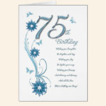 75th birthday in teal with flowers and butterfly cards