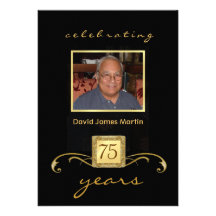 75th Birthday Party Invitations - Mens Formal