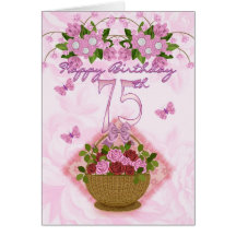75th Birthday Special Lady, Roses And Flowers - 75 Greeting Cards