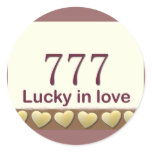 777 Lucky in love Round Stickers