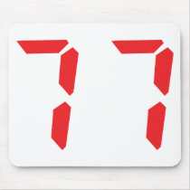 77 seventy-seven red alarm clock digital number mouse pad