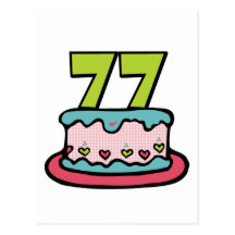 77 Year Old Birthday Cake Post Card