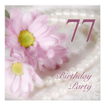 77th Birthday party invitation with daisies