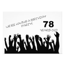 78th party invitation with cheering crowds