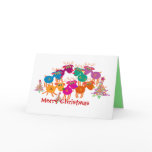 7 cute deers again greeting card