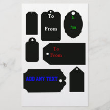 7 Gift Tags/ Black Custom Flyer