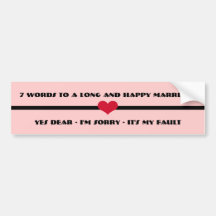 7 mots à un long et heureux mariage autocollant pour voiture