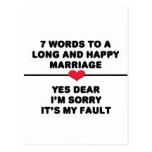 7 mots pour un long et heureux mariage cartes postales