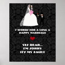 7 mots pour un long et heureux mariage oui cher posters