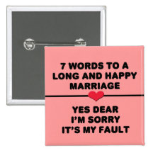 7 Words For A Long and Happy Marriage Button
