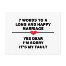 7 Words For A Long and Happy Marriage Postcard