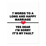 7 Words For A Long and Happy Marriage Postcards